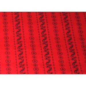 10cm Dirndlstoff (Trachtensatin aus EU-Produktion) schwarzes Streifenmuster auf Rot (Grundpreis 21,00/m)